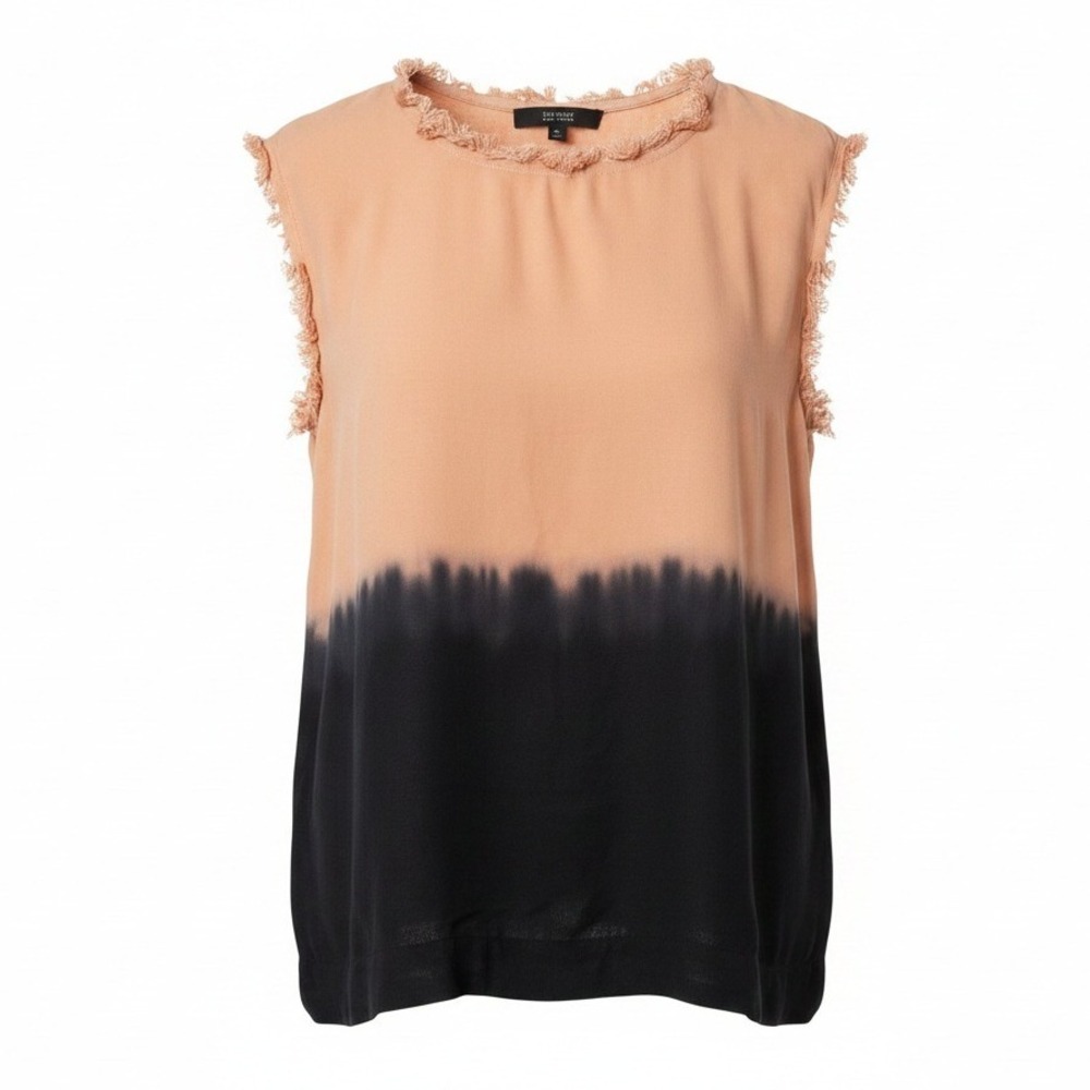 Diesel Sleeveless Oversized Dip Dye Tunic with Fringe Raw Hem Small